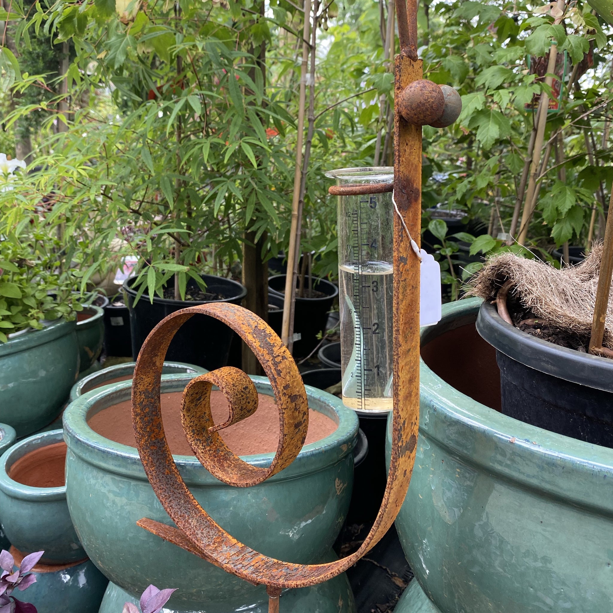 Rusty Snail Rain Gauge Mother Earth Nursery