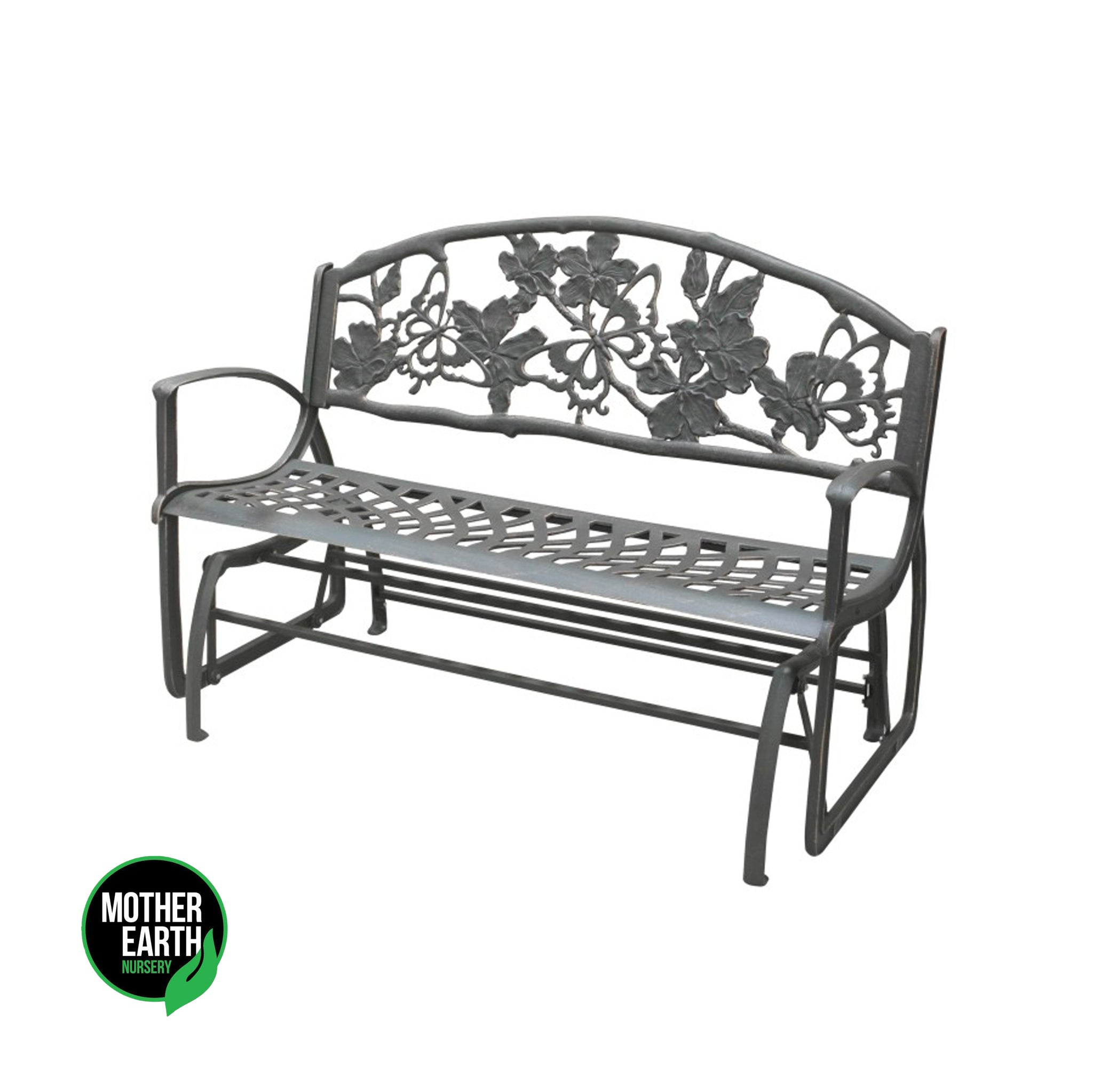 CastIron Glider Bench Butterflies Mother Earth Nursery